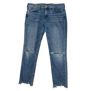 Rag & Bone Dre Low Rise Slim Boyfriend‎ Jeans Womens Size 29 Blue Shark Bite Hem